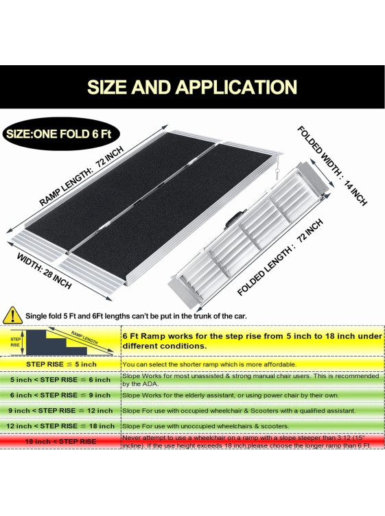 6FT Non-Skid Traction Folding Aluminum 